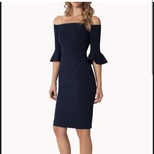 Black Halo Navy Blue Madigan Bell Sleeve Dress Size 0 NWT